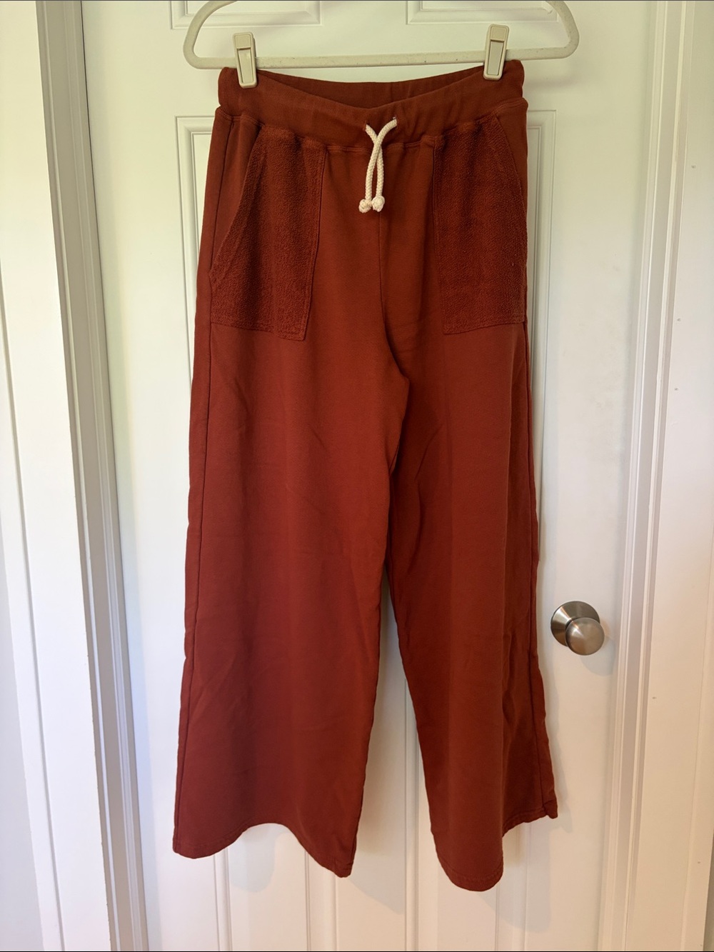perfectwhitetee Wide Leg Rust-Red Drawstring Pants